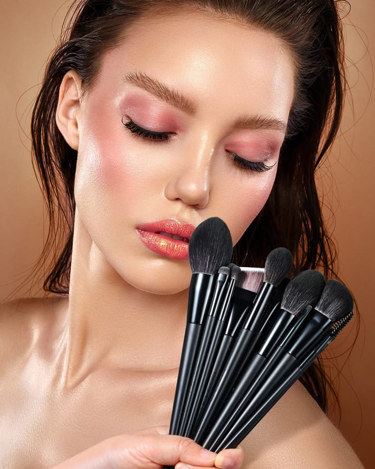 kingknight series makeup brush set black 19 pcs
